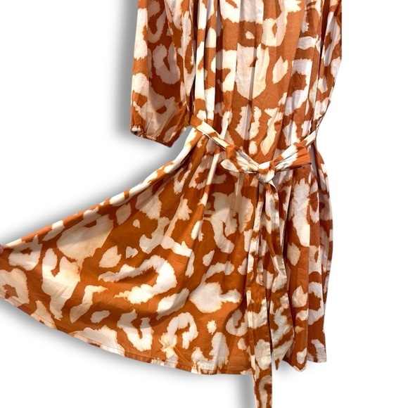 Elizabeth & James Uptown Dayglow Cotton Orange and White Abstract Tie Dye Dress - Picture 10 of 11
